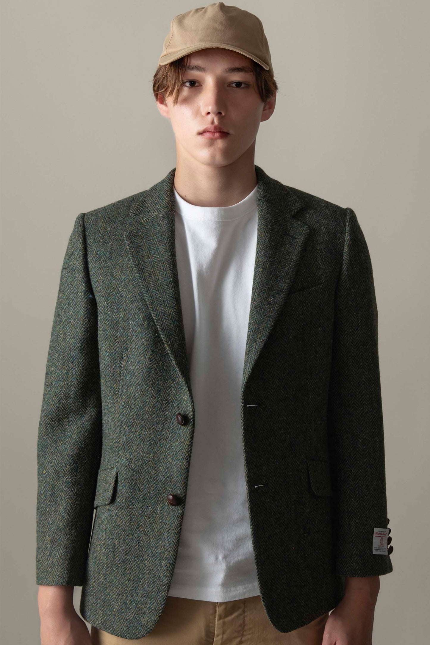 Men's Harris Tweed Finlay Jacket - Dark Green Herringbone