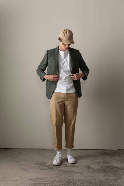 Men's Harris Tweed Finlay Jacket - Dark Green Herringbone