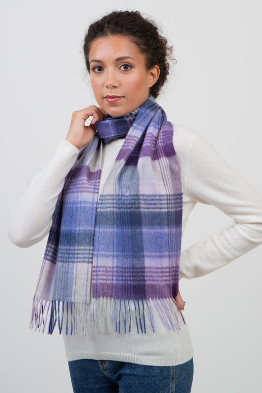 Repeat Edge Cashmere Scarf - Purple