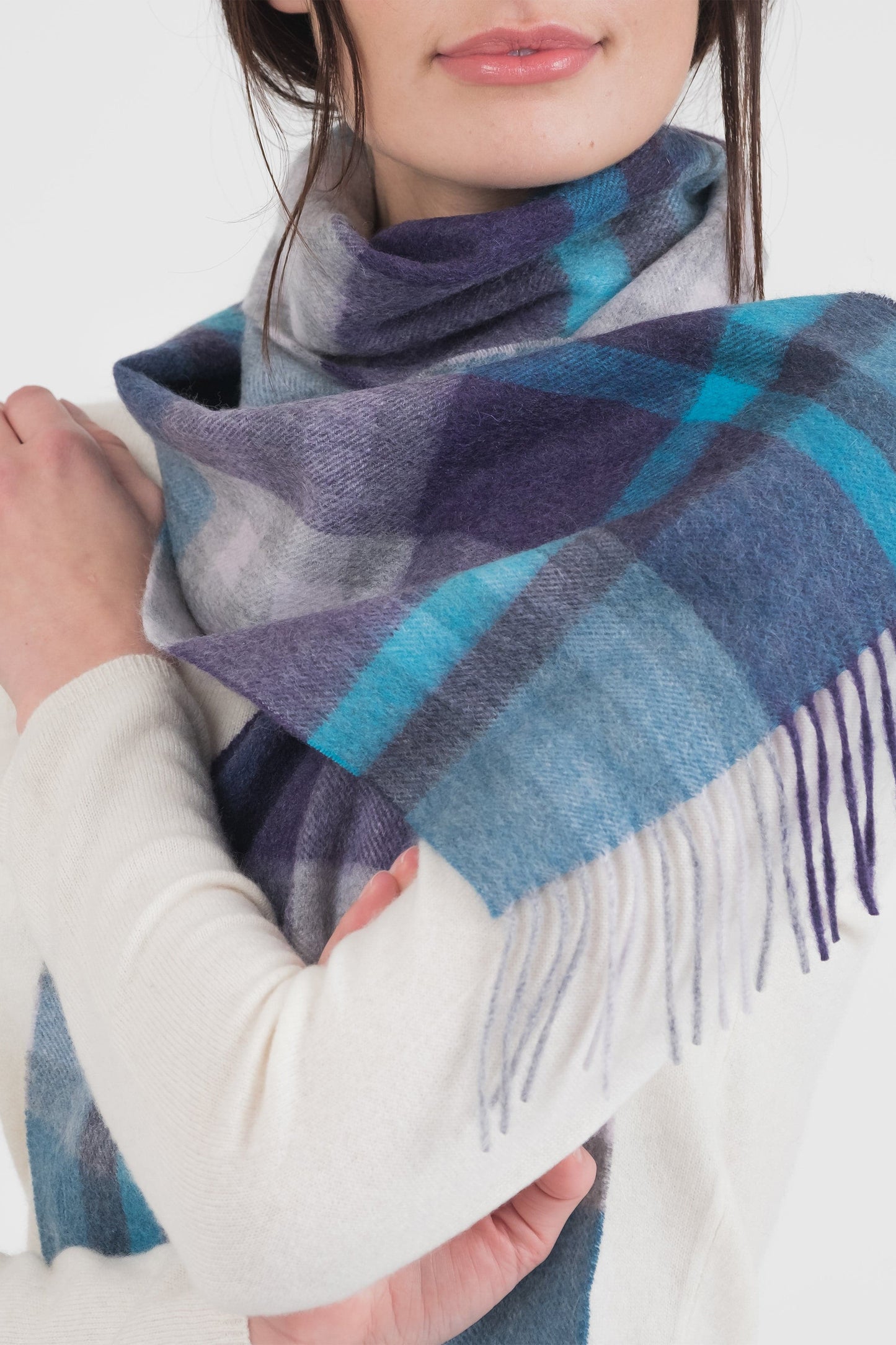 Tartan 2 Cashmere Scarf - Blue
