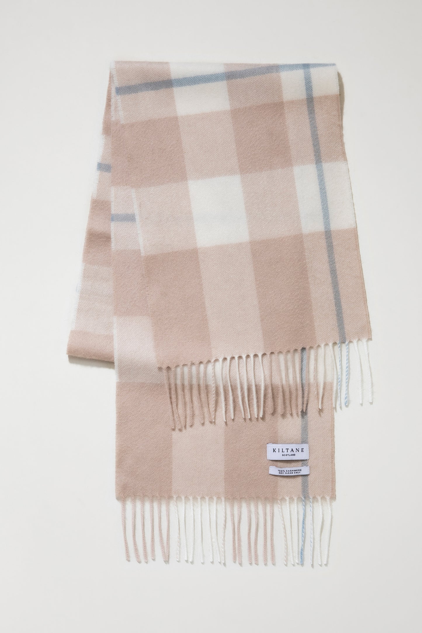 Contemporary Check Cashmere Scarf - Champagne Pink