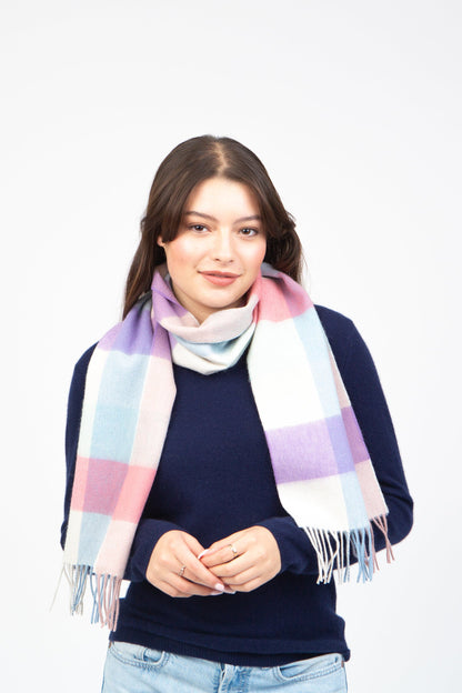 Cashmere Scarf - Candy 3 Square Check