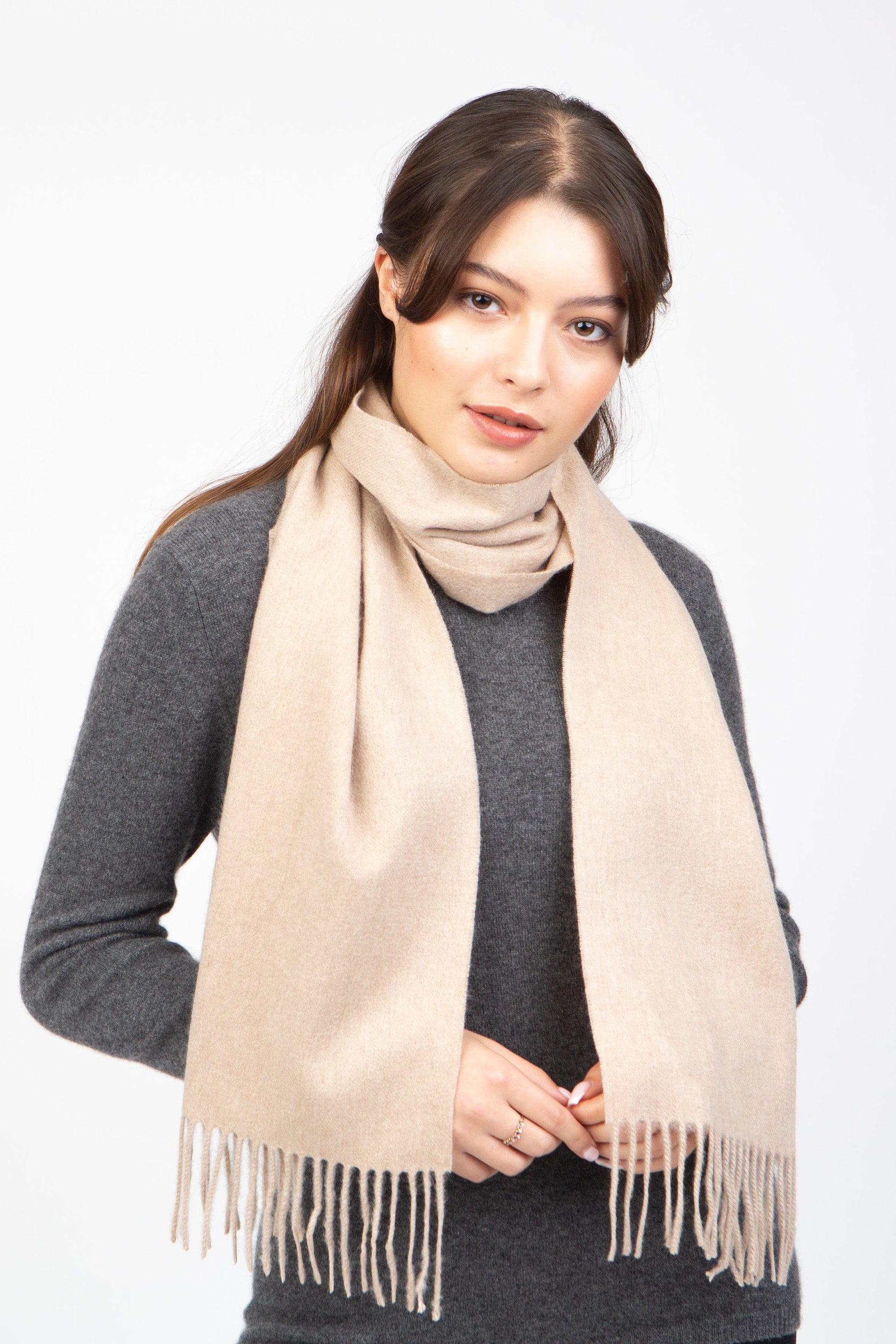 Solid Cashmere Scarf Vicuna
