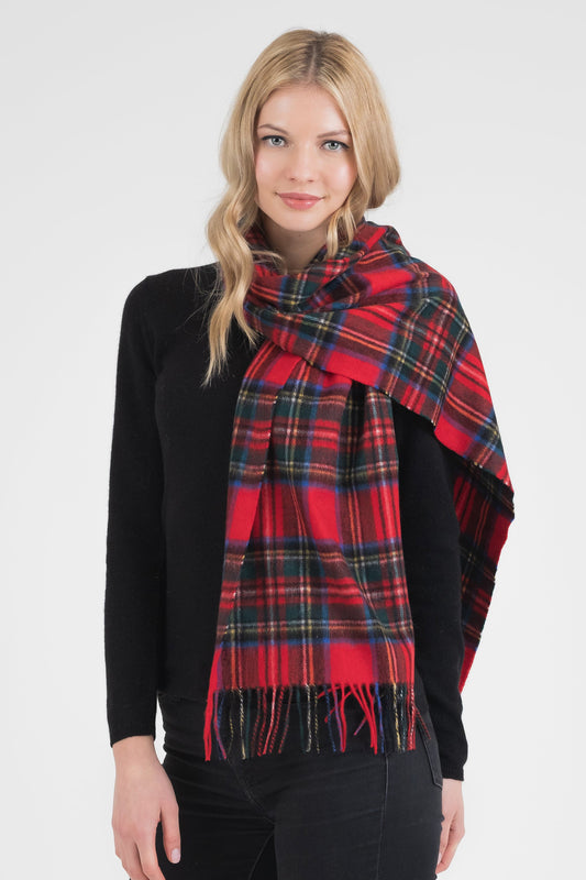 Heritage Tartan Cashmere Wide Scarf - Official Royal Stewart