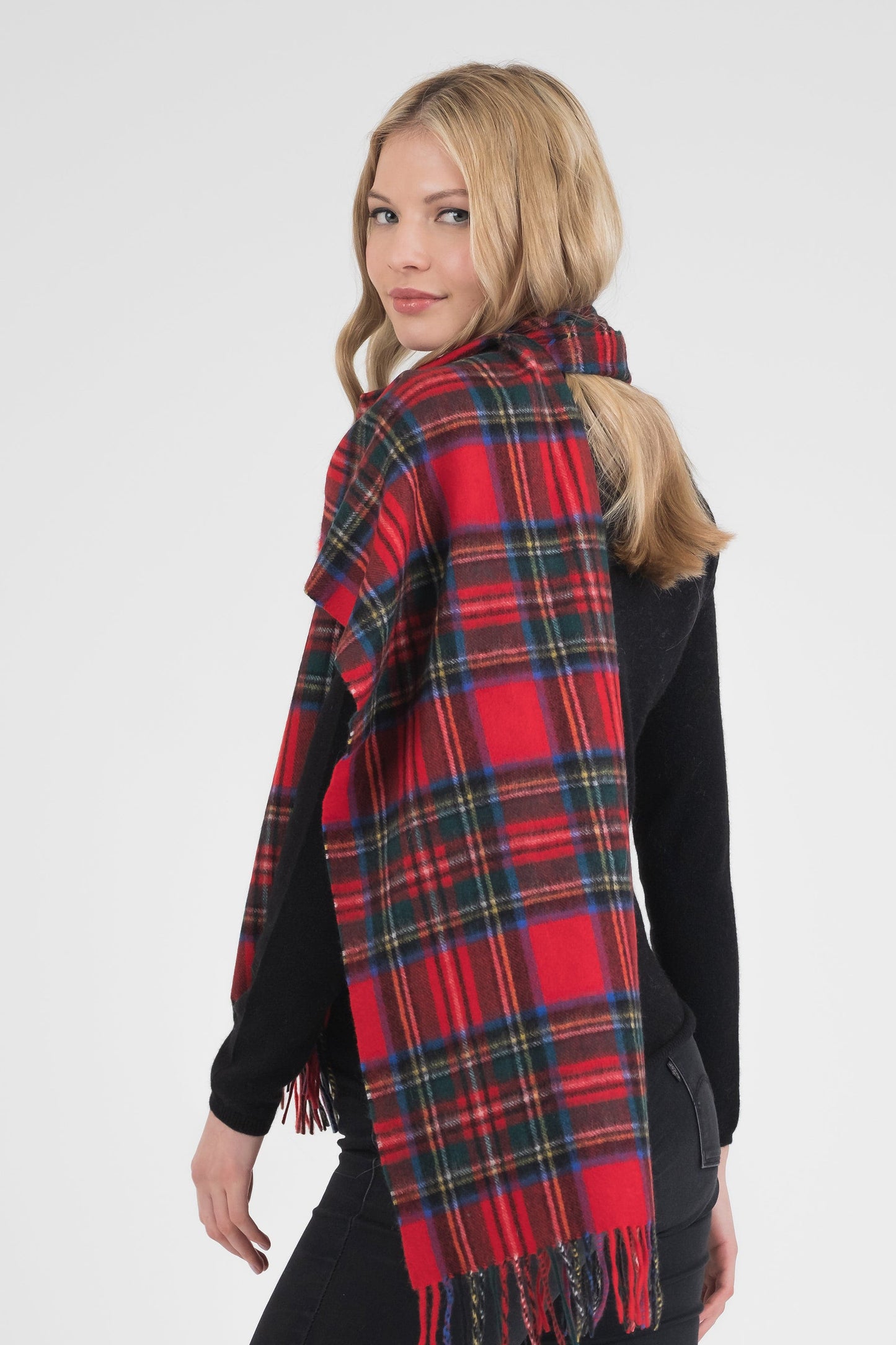 Heritage Tartan Cashmere Wide Scarf - Official Royal Stewart