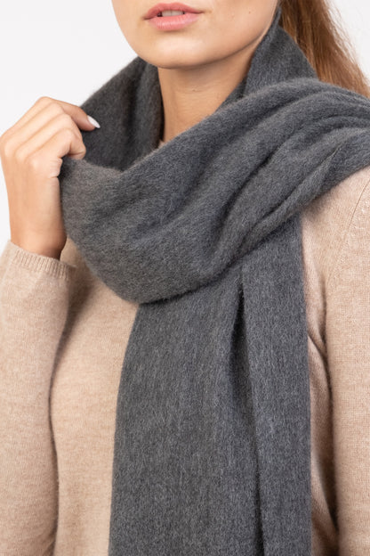 Solid Cashmere Wide Scarf - Steinway Grey