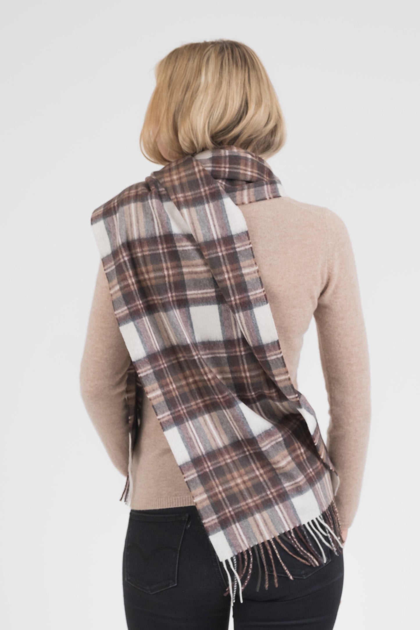 Heritage Tartan Cashmere Wide Scarf - Natural Dress Stewart