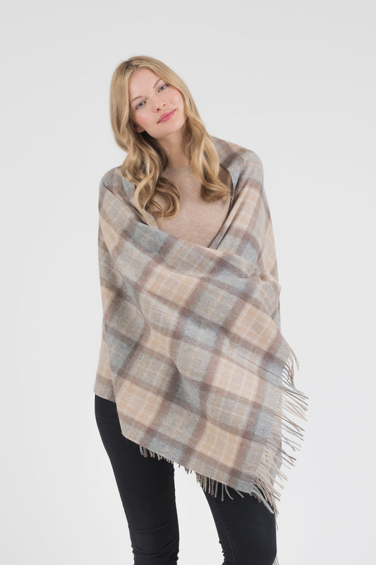 Heritage Tartan Cashmere Stole - Mackellar Natural