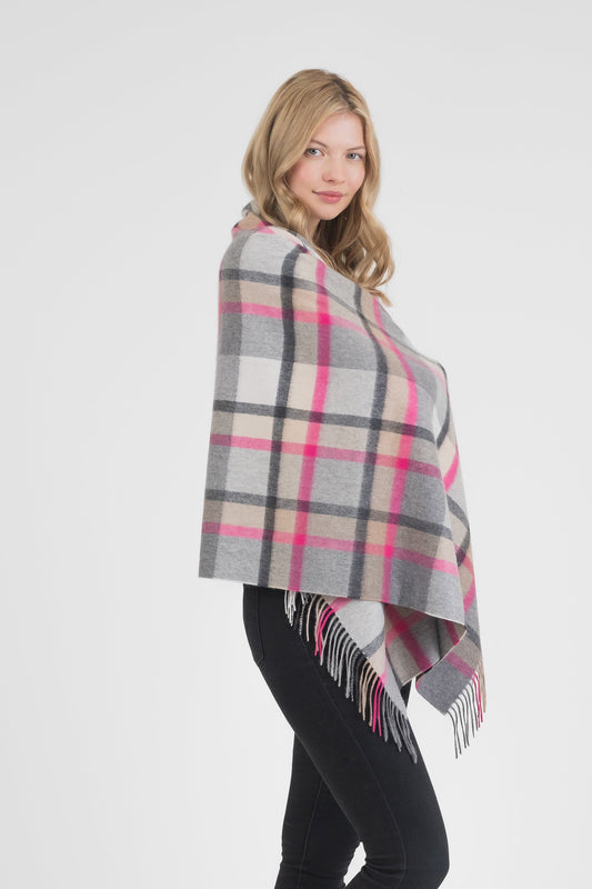Princeton Check Cashmere Stole - Pink