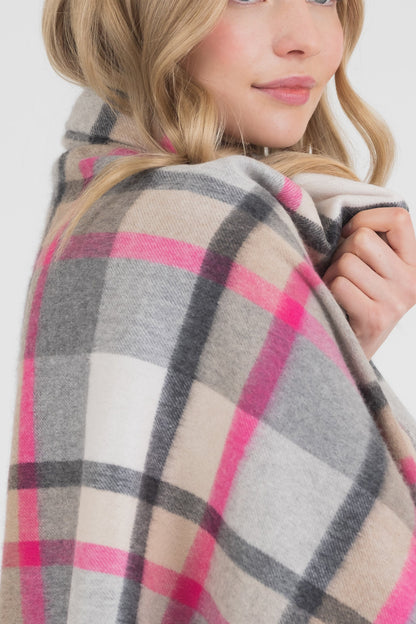 Princeton Check Cashmere Stole - Pink