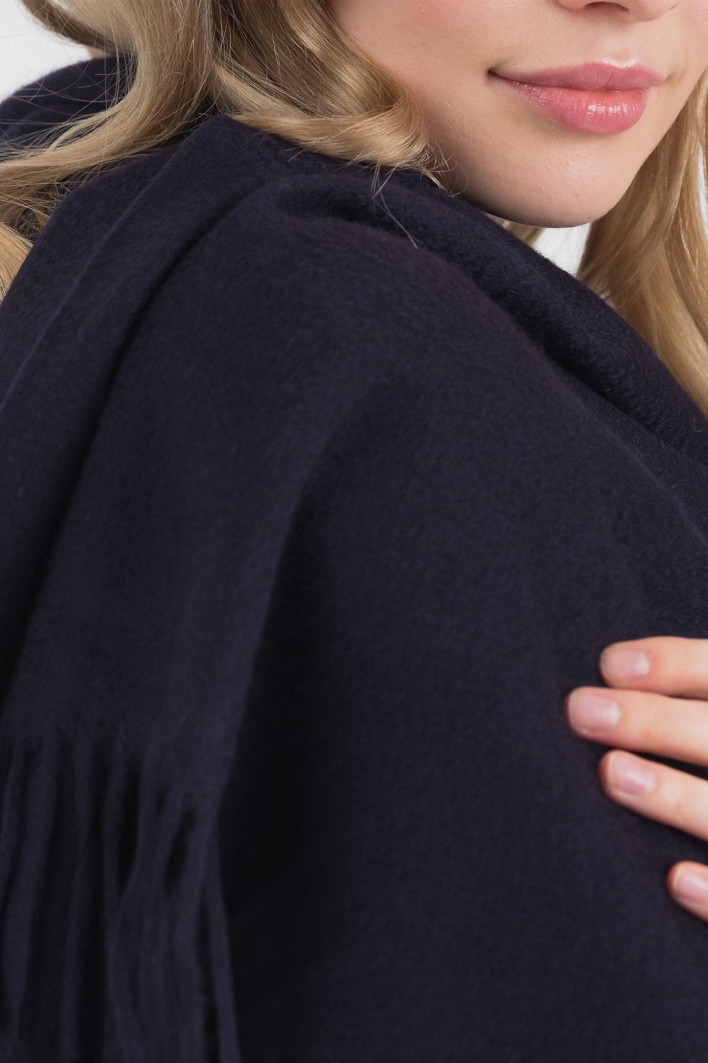 Solid Cashmere Stole - Dark Navy
