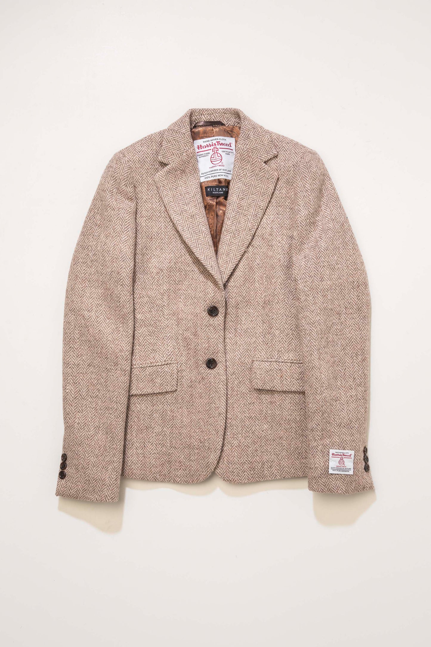 Women's Harris Tweed Heather Blazer - Light Beige Herringbone