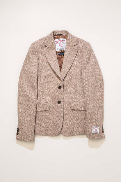 Women's Harris Tweed Heather Blazer - Light Beige Herringbone