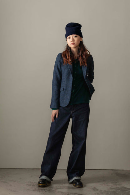 Women's Harris Tweed Heather Blazer - Dark Navy Blue Herringbone