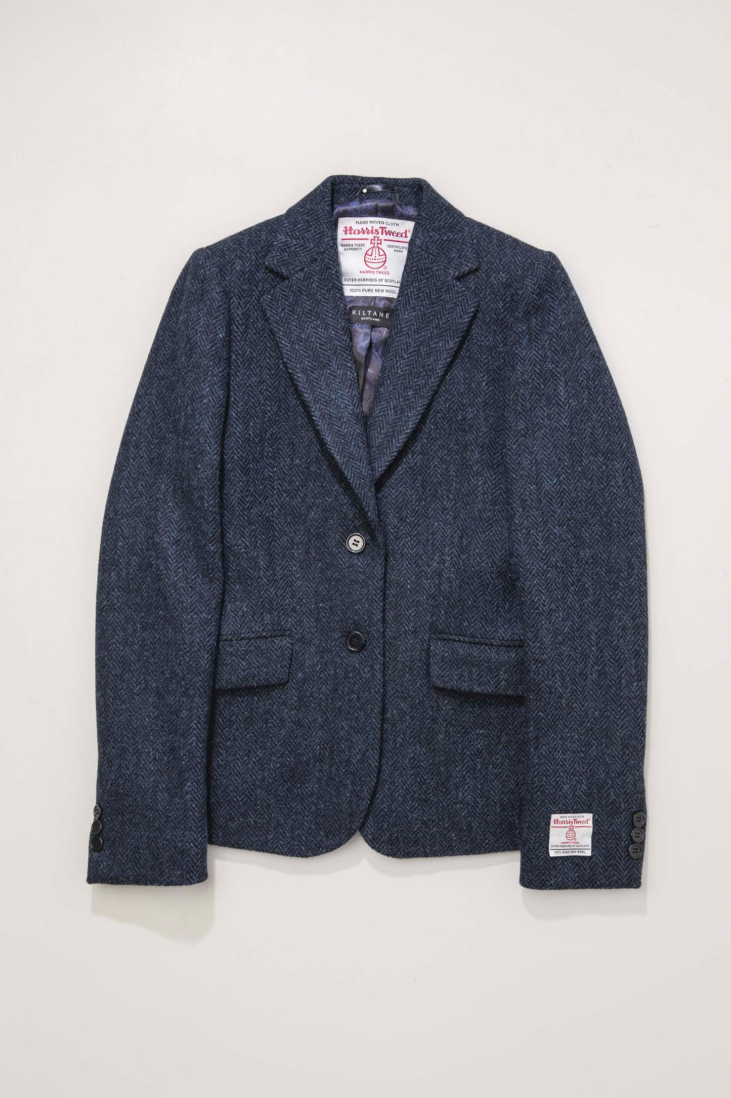 Women's Harris Tweed Heather Blazer - Dark Navy Blue Herringbone