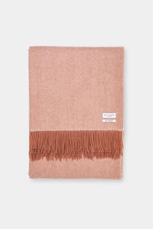 Herringbone Lambswool Throw - Spice