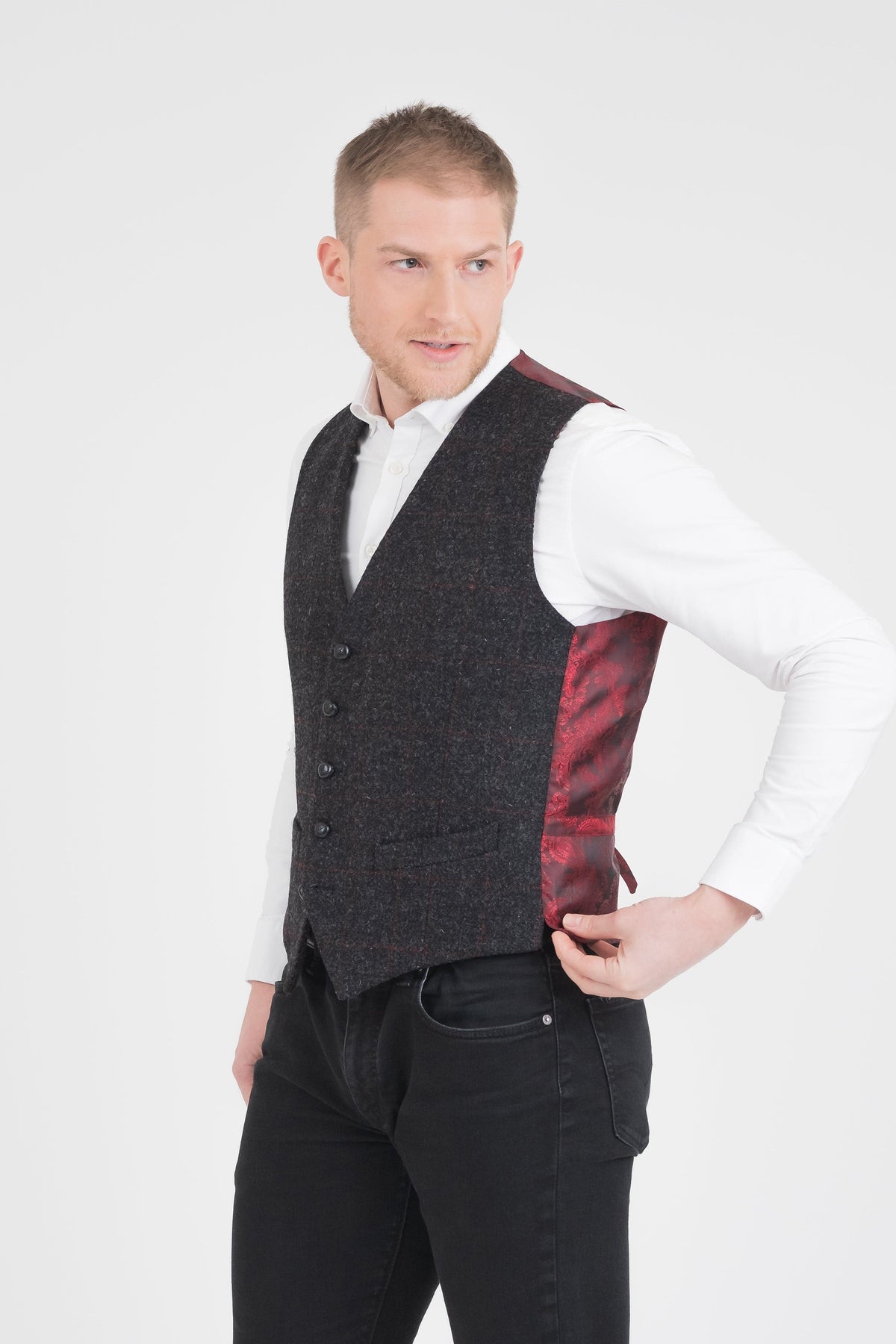 Iain Waistcoat Charcoal Check