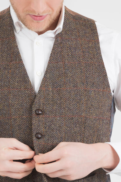 Harris Tweed Iain Waistcoat - Brown Check