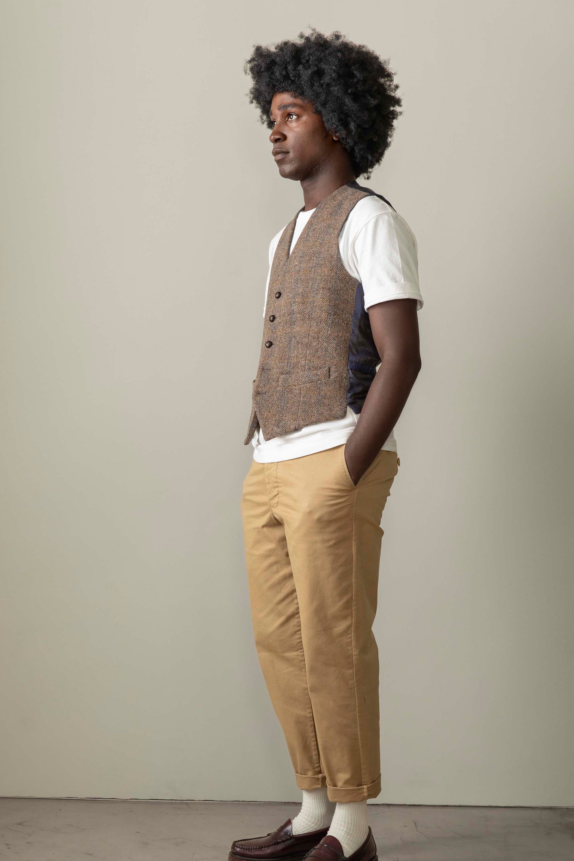 Single Breasted Windowpane Waistcoat Dark Navy Windowpane Checked