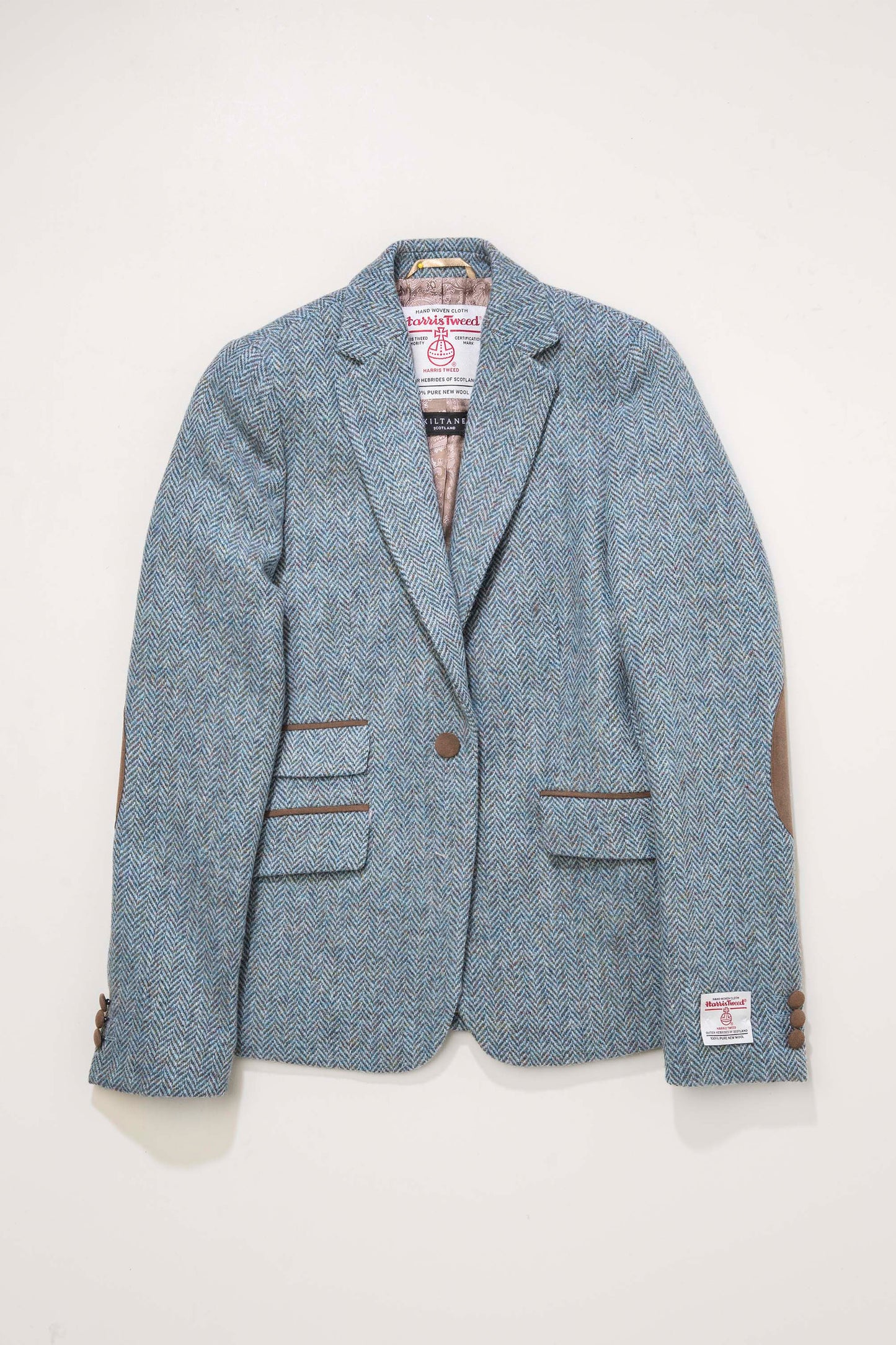 Women's Harris Tweed Janice Blazer - Light Blue Herringbone Mix