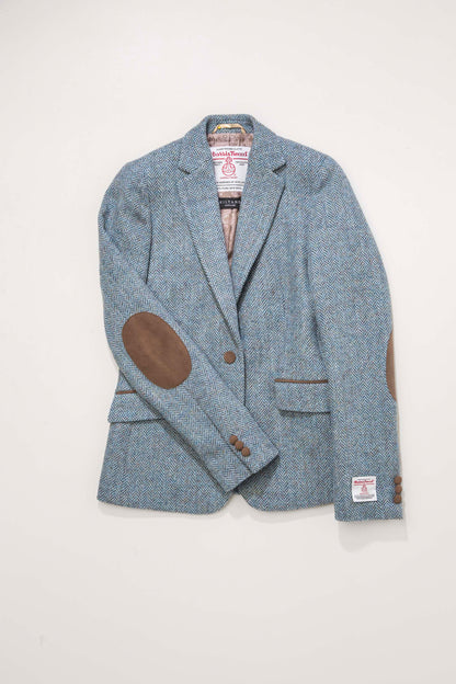 Women's Harris Tweed Janice Blazer - Light Blue Herringbone Mix