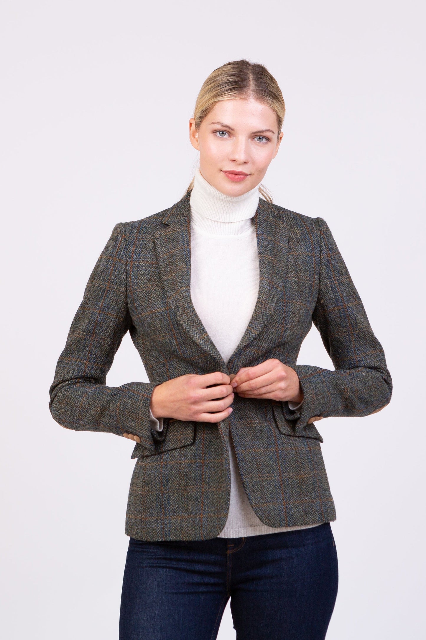 Women's Harris Tweed Janice Blazer - Dark Green Check