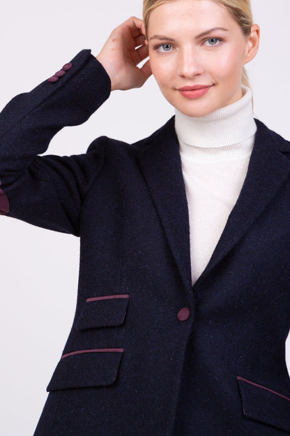 Women's Harris Tweed Janice Blazer - Dark Navy Twill Solid