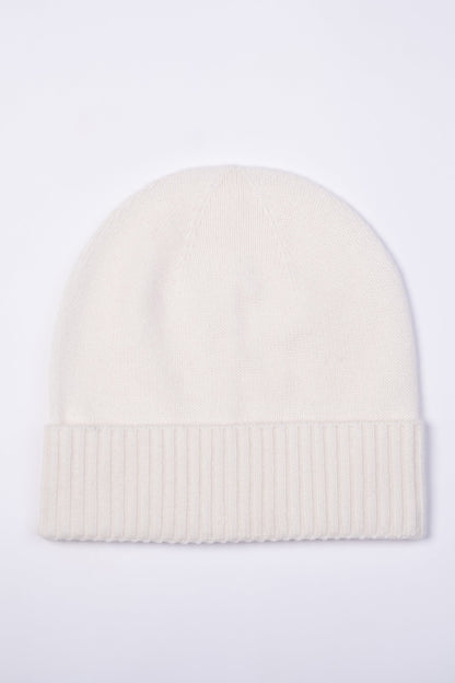 Unisex Plain Beanie Hat - Soft White