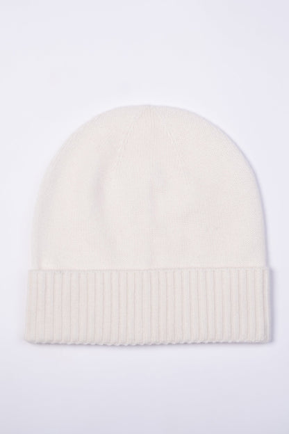 Unisex Plain Beanie Hat - Soft White