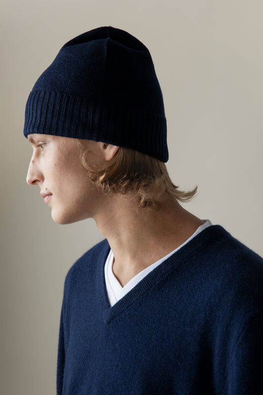Unisex Plain Beanie Hat - Dark Navy