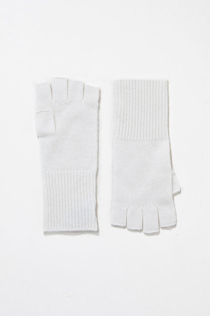 Cashmere Fingerless Gloves - Soft White