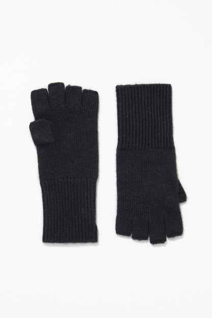 Cashmere Fingerless Gloves - Black