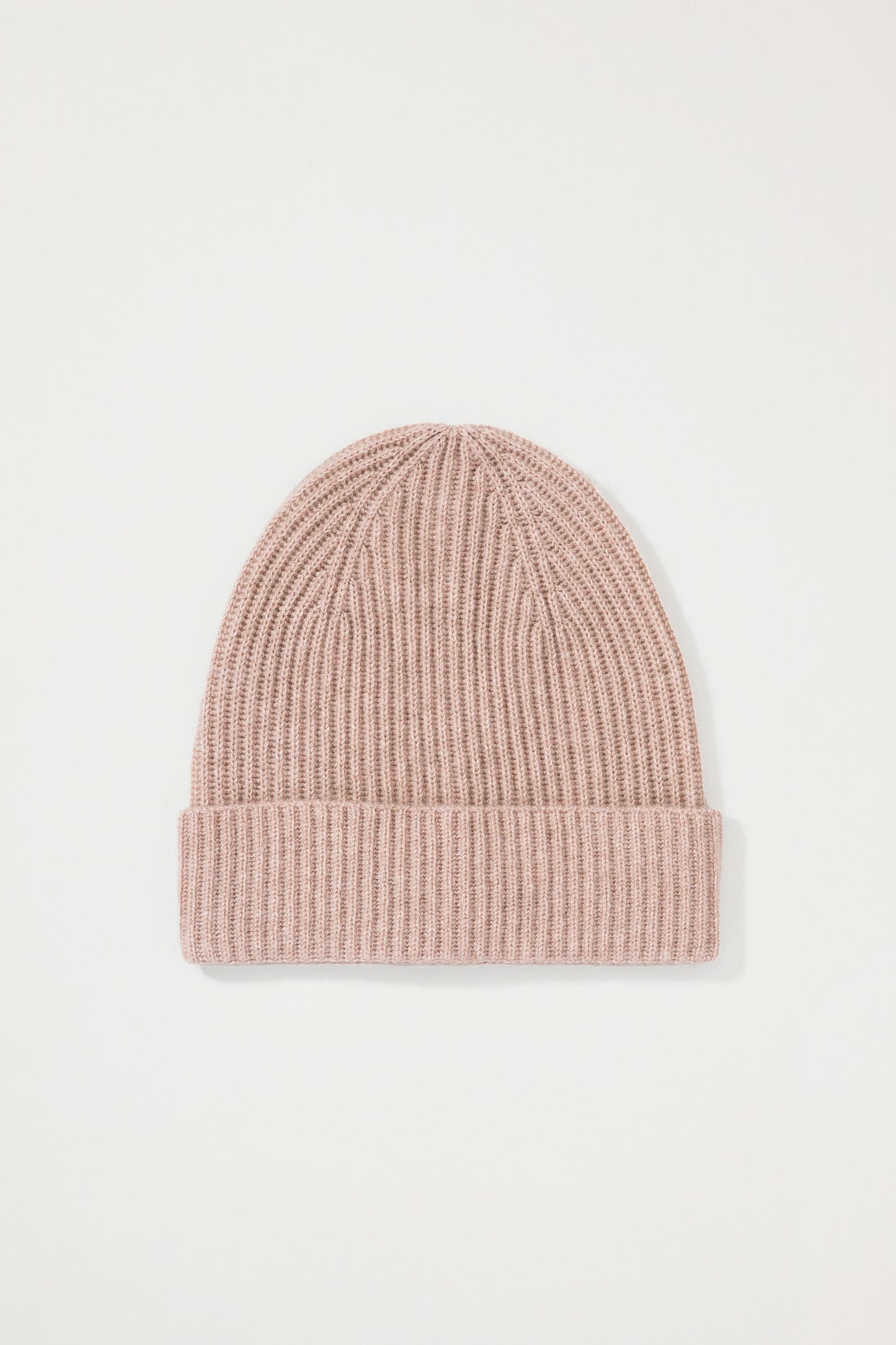 Unisex Cashmere Ribbed Beanie Hat - Sand