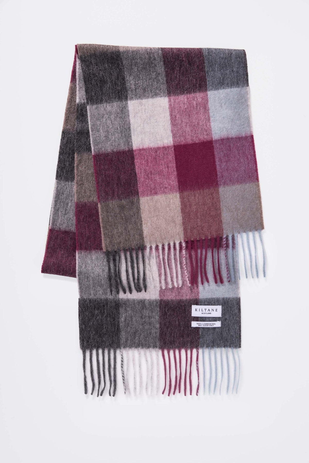 Checkers Lambswool Scarf - Burgundy