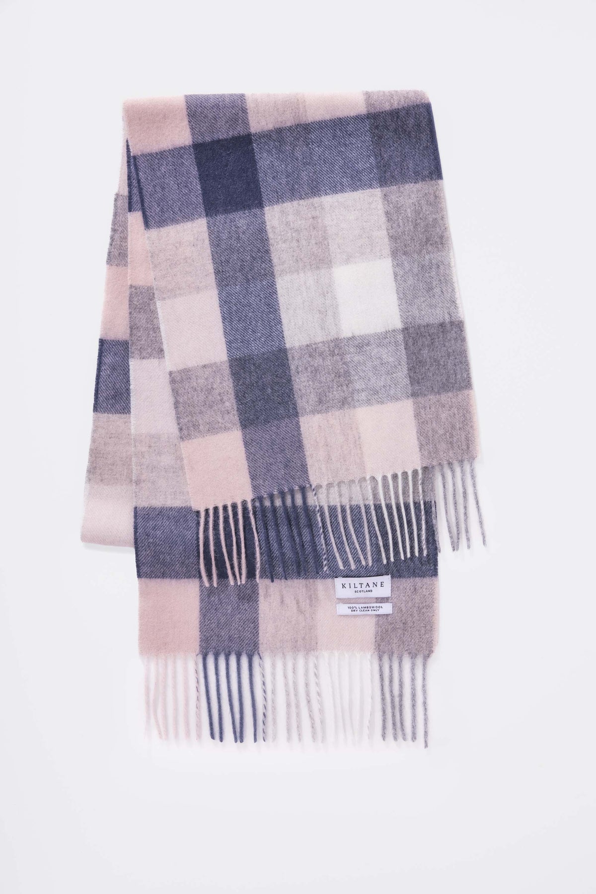 5 Square Check Lambswool Scarf - Swiss Coffee