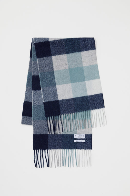 Checkers Lambswool Scarf - Navy Brume