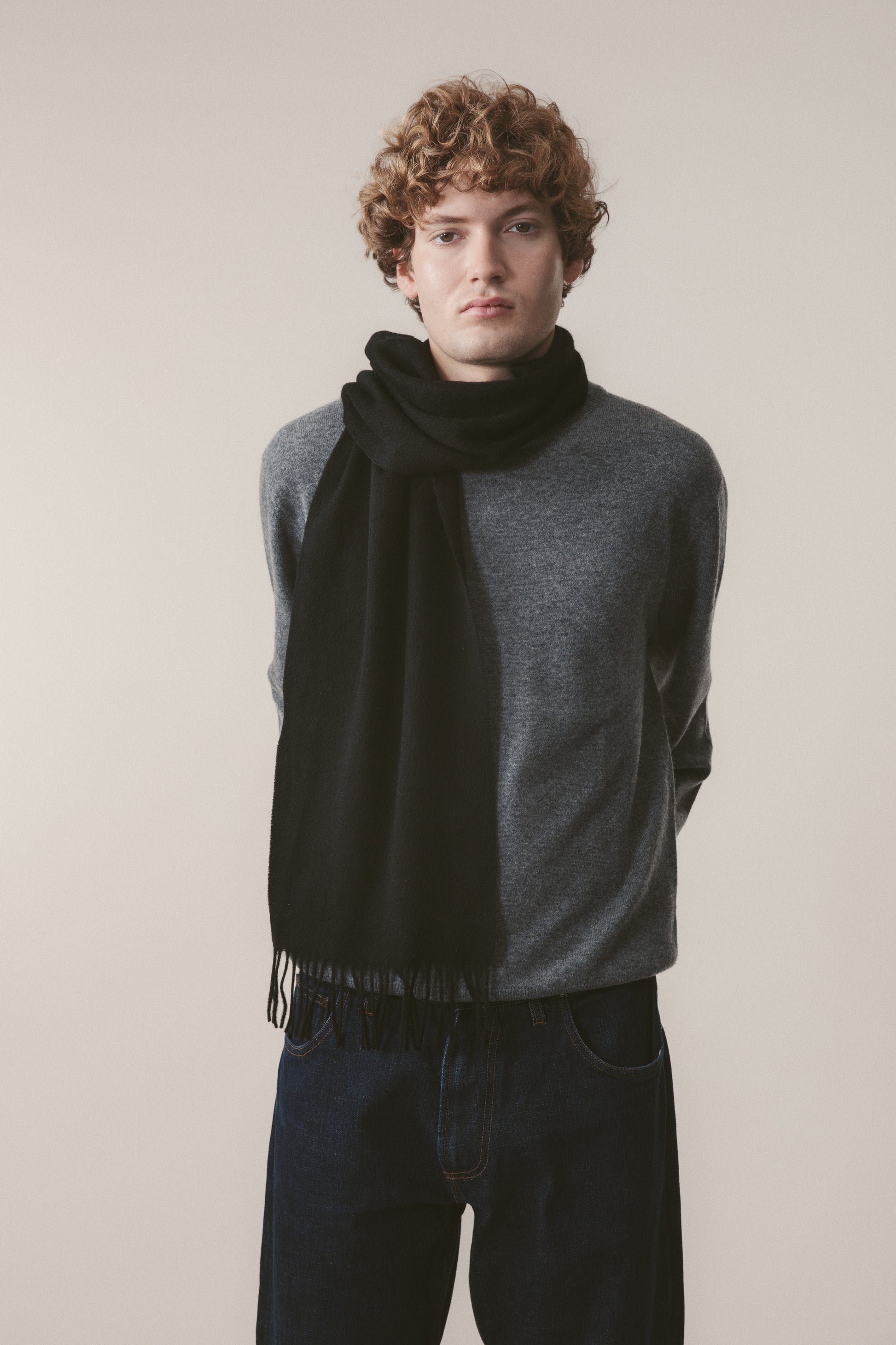 Solid Lambswool Scarf Black – Kiltane - Main Image