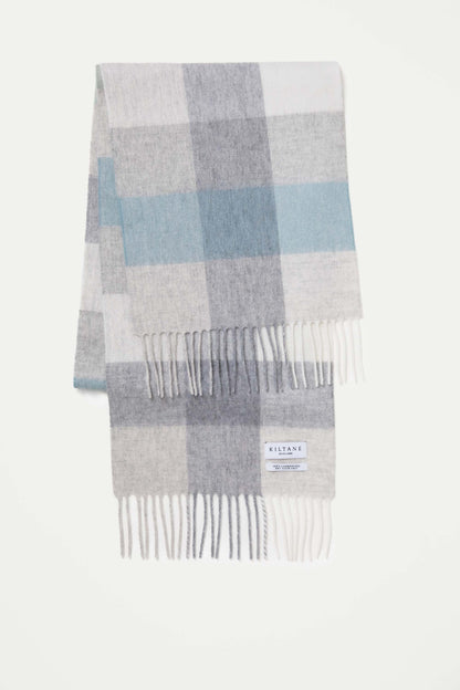 3 Square Check Lambswool Scarf - Sea Breeze