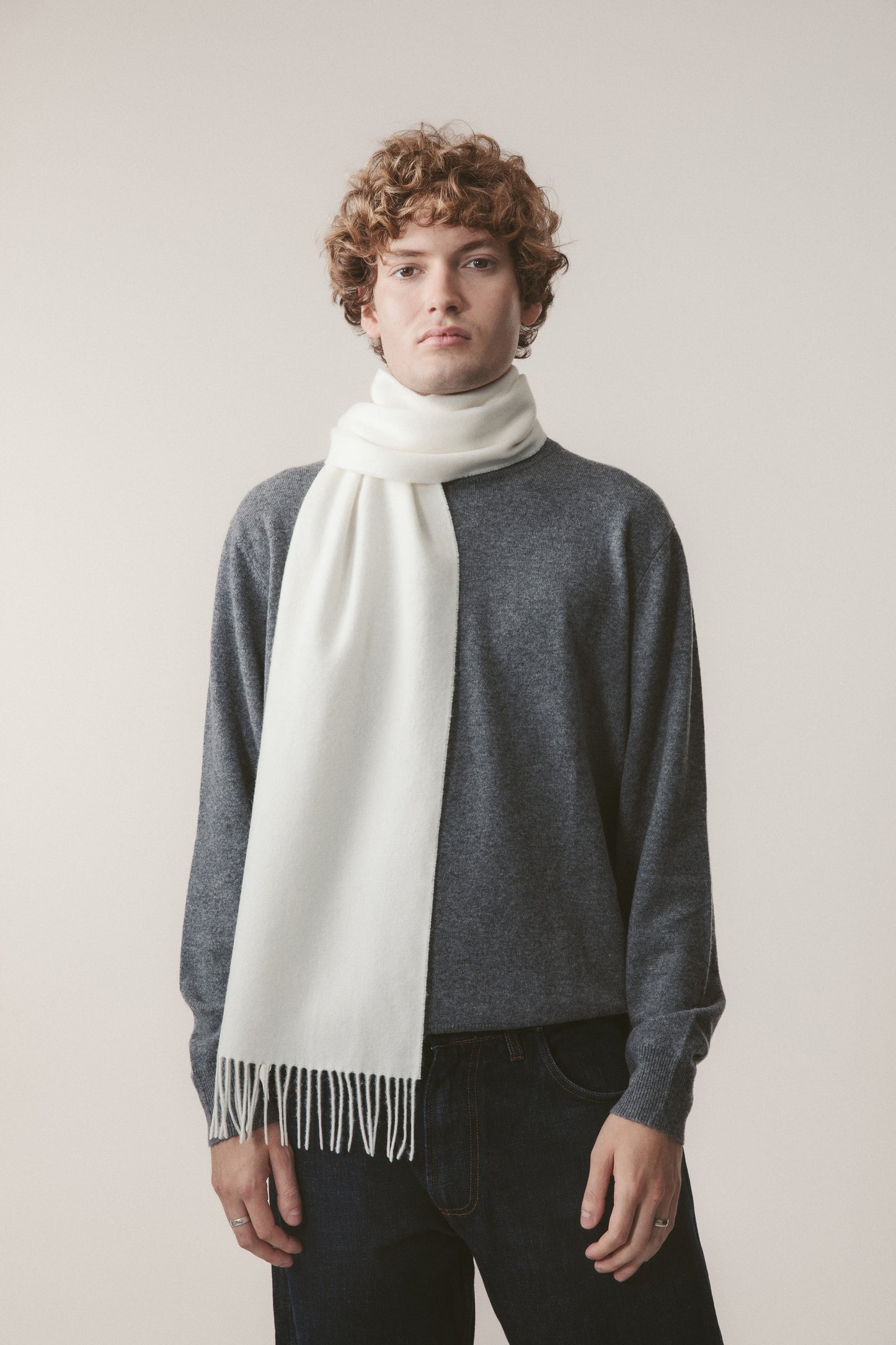 Solid Lambswool Scarf - Soft Cream