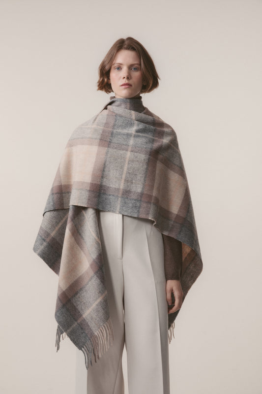 Heritage Tartan Lambswool Wrap - Mackellar Natural