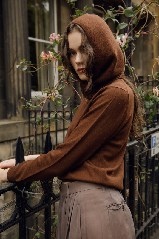 Cashmere Cross Front Hood - Coco