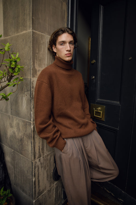 Hamilton Cashmere Roll Neck Jumper - Coco