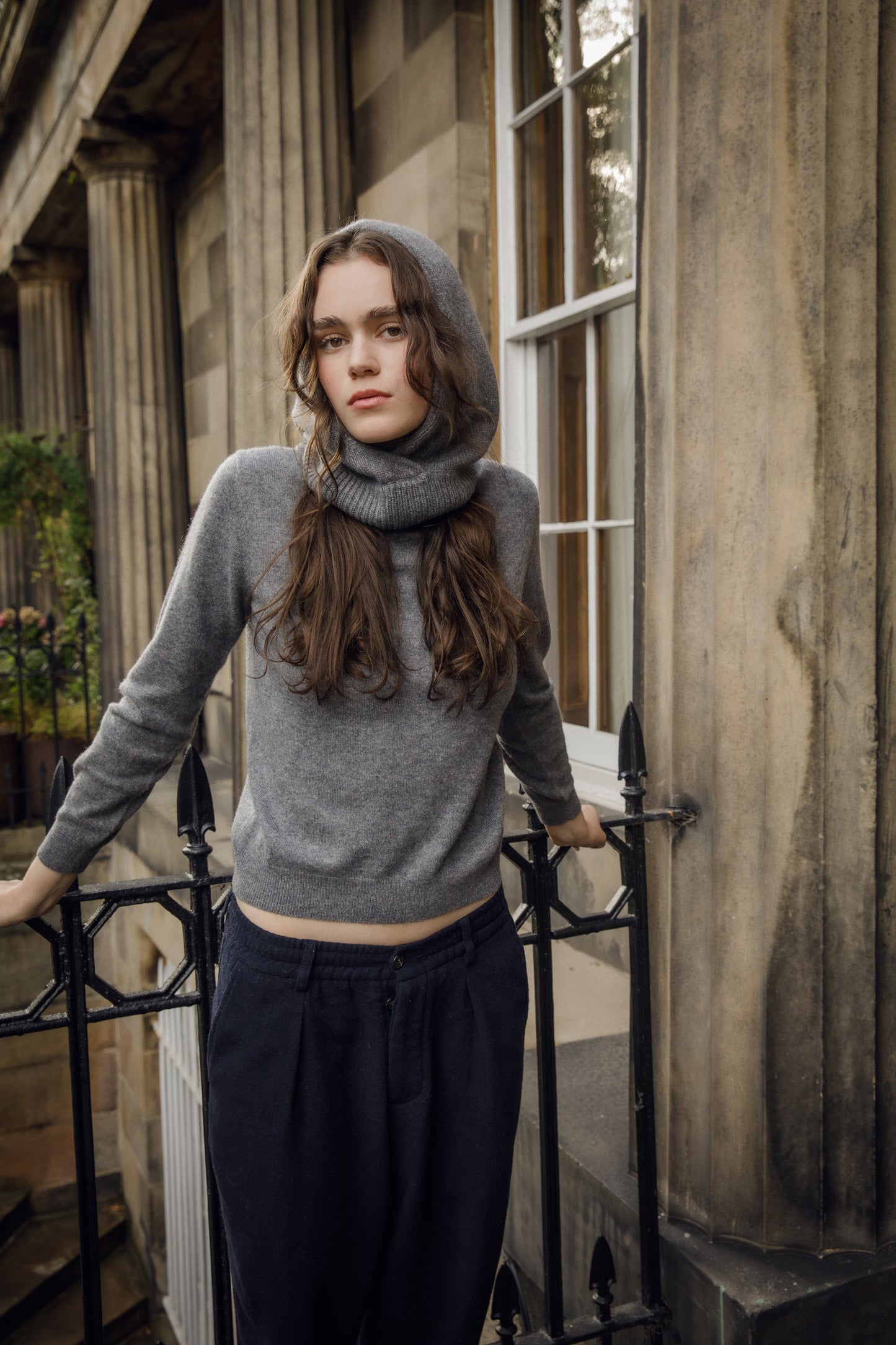 Cashmere Cross Front Hood - Derby Grey
