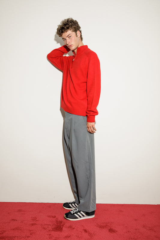Balmoral Cashmere Half Zip Jumper - Red