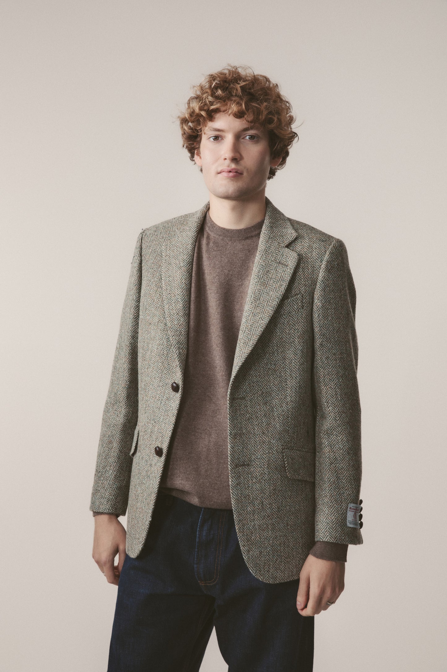 Men's Harris Tweed Finlay Jacket - Green Lovat Herringbone