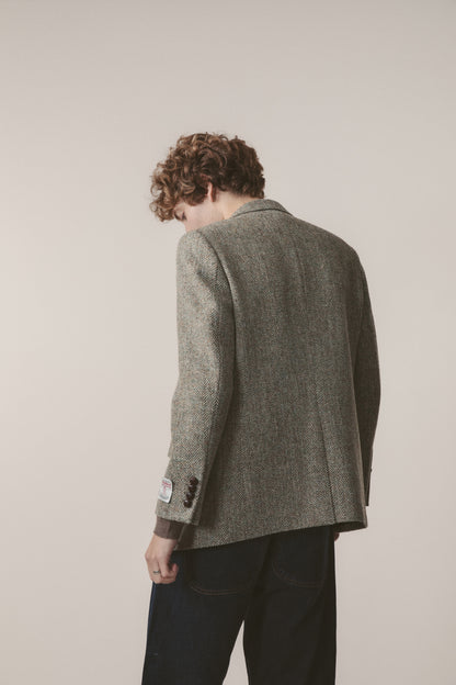 Men's Harris Tweed Finlay Jacket - Green Lovat Herringbone