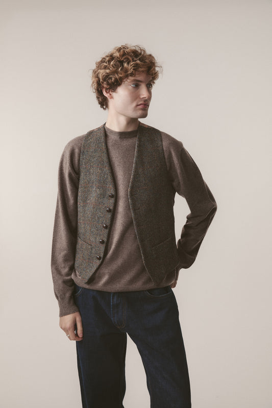 Harris Tweed Iain Waistcoat - Brown Check