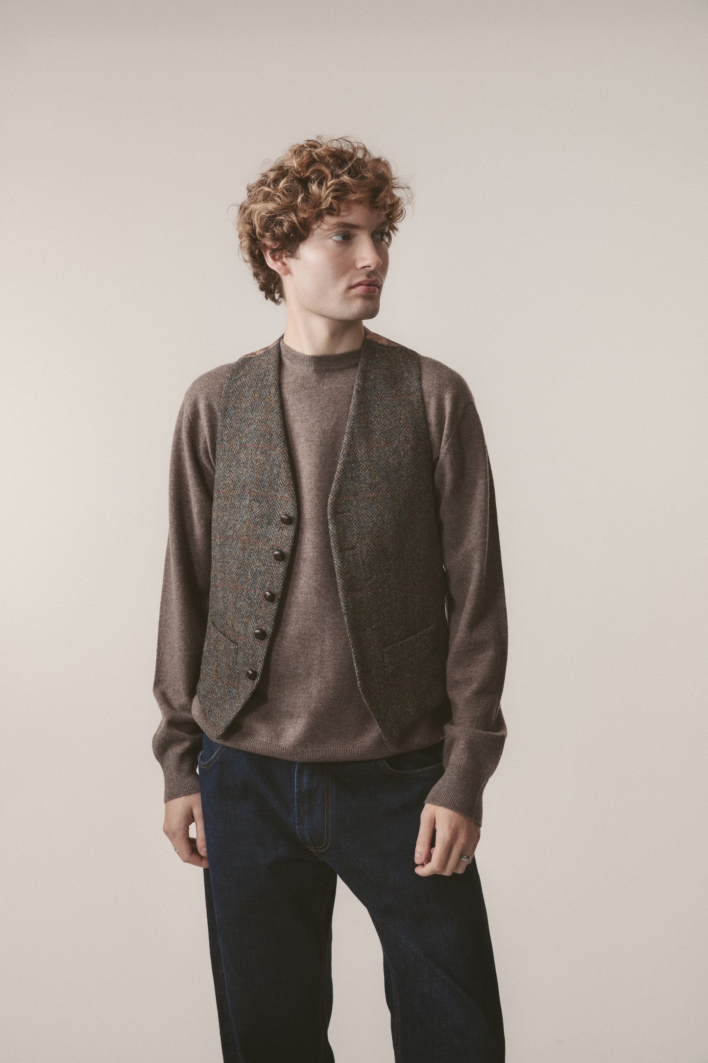 Harris Tweed Iain Waistcoat - Brown Check
