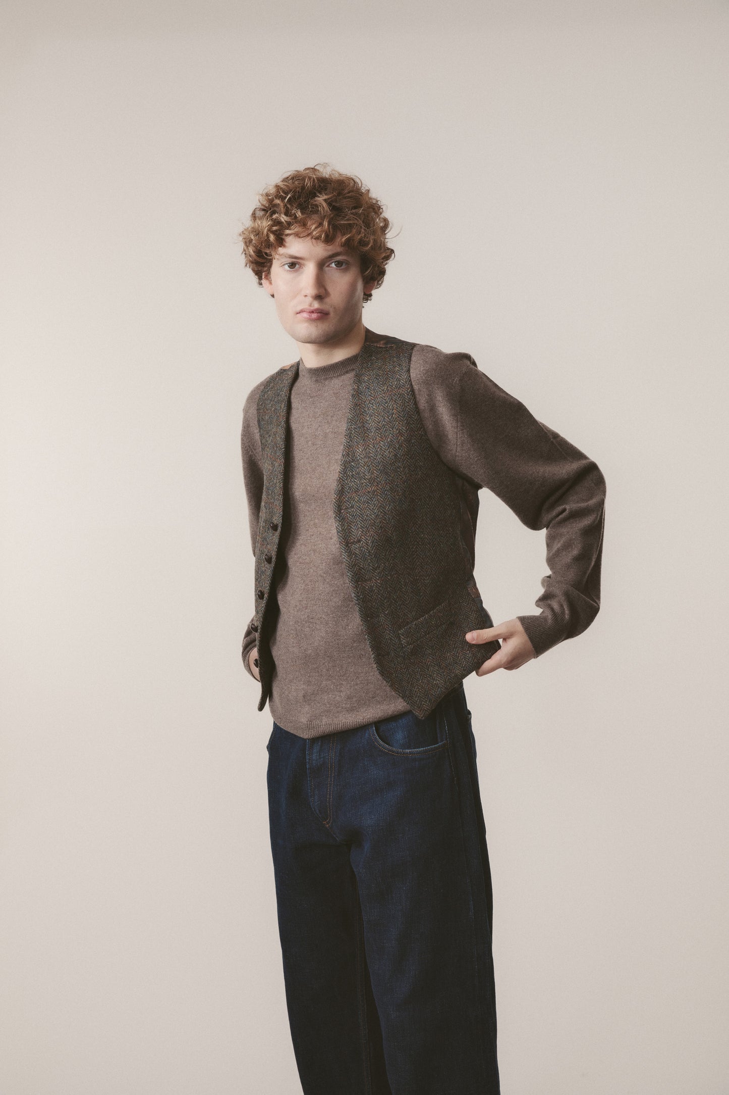 Harris Tweed Iain Waistcoat - Brown Check