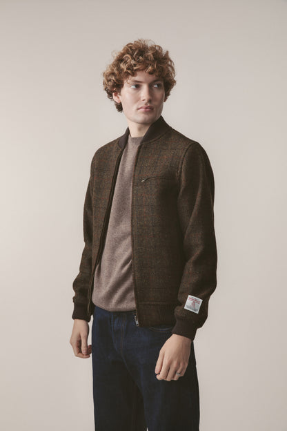 Men's Harris Tweed Bomber Jacket - Green Check